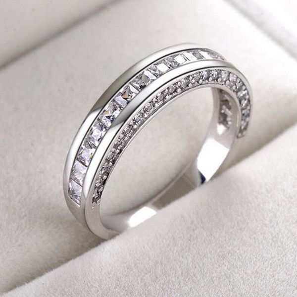 Victoria Wieck Vintage Modeschmuck 925 Sterling Silber Princess Cut Weißer Topas CZ Diamant Edelsteine Damen Ehering Ring für Liebhaber