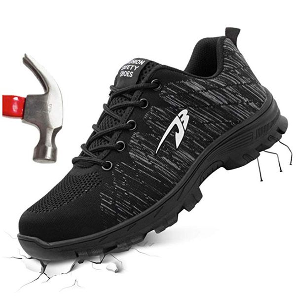 

plus size men boots winter safety shoes steel toe caps working bot safety shoes outdoors male site tooling ankle boots men, Black