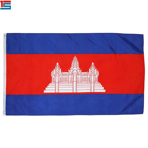 

digital printing cambodia flagflag 90 x 150 cm polyester national country flag banner with two grommets