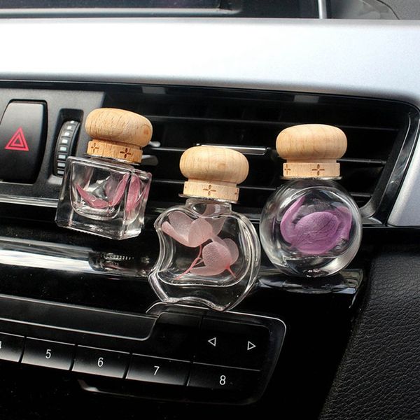 

1pcs car perfume clip diffuser auto air vent outlet empty bottle with flower air freshener glass crystal bottle essential oils