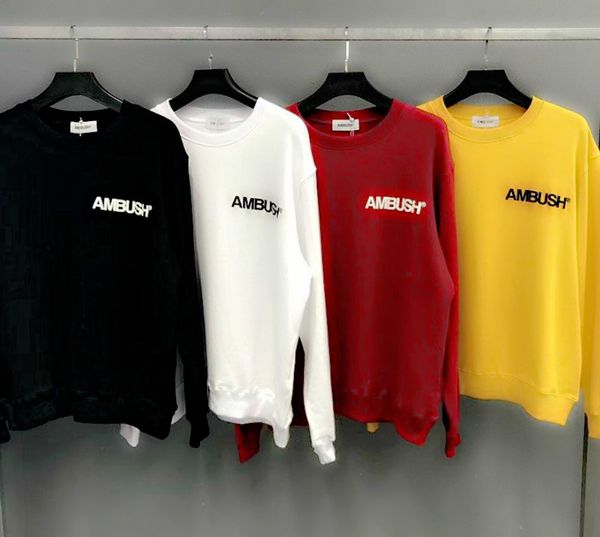 

2020 new ambush sweatshirts casual classic japan ambush hoodies black white red yellow ab printing ambush pullover quality