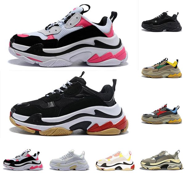 

2020 Fashion Womens Designer Shoes Paris 17FW Triple S Black Sneakers Casual Dad Shoes Mens Luxury Sports Trainers Chaussures Size 36-45