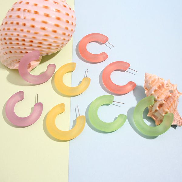 

just feel simple circle multicolor stud earrings for women girl resin acrylic geometric party trendy earring 2019 sweety jewelry, Golden;silver