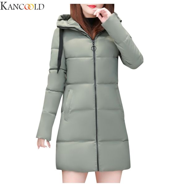 

kancoold women winter warm coat waterpoof thick warm slim jacket long overcoat fashion cotton winter hooded long-sleeved, Black