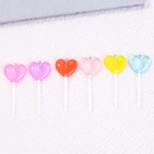 

12pcs 71*25mm cute multicolor lollipops charms resin pendant necklace charms for woman jewelry diy flatback cabochons, Bronze;silver