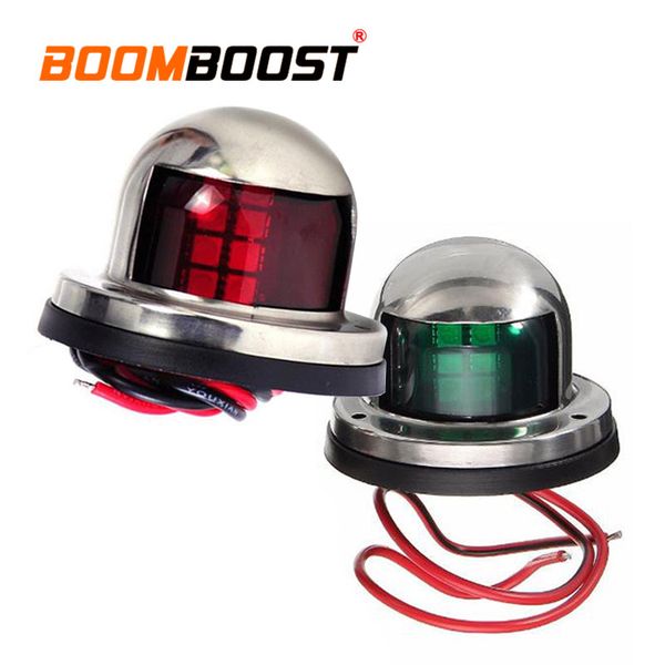 

1 pair 12v bow navigation light stainless steel starboard and port sailing signal light for marine boat yacht red green led