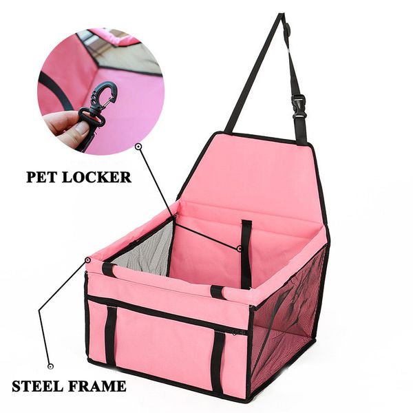 

e-four doggy deluxe dog car seat quality metal frame construction clip-on safety leash zipper storage pocket car