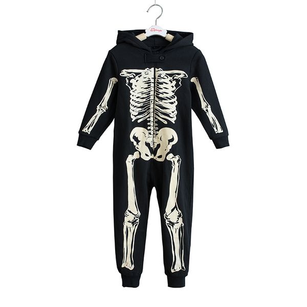 

skeleton autumn winter teens overalls jumpsuit kids hooded sleepwear children onesie sleepers pajamas halloween costumes y200704, Blue;red