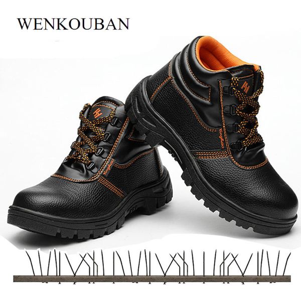 

work safety boots men construction steel toe shoes male winter ankle boots indestructible puncture proof botas de seguridad, Black