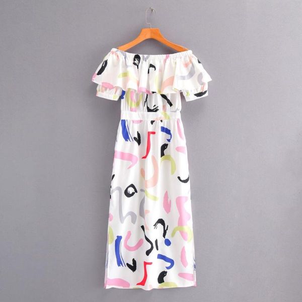 

2020 новая мода марка летнее платье печать короткое разрез шеи дряблая bohemian natural, Black;gray