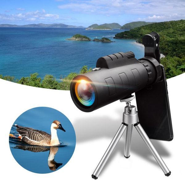 

sgodde 50x60 bak4 monocular telescope hd zoom optical lens night vision camera + phone clip tripod for iphone xr for samsung s9