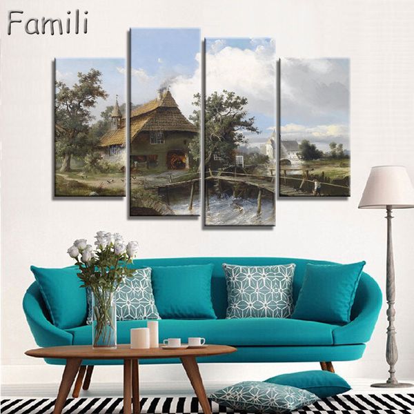 

4pcs abstract oil painting printed on canvas hd prints wall picture decorative art print for living room dnt for living room decoration gift
