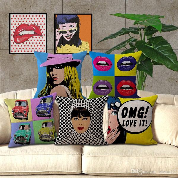 

square cotton linen anime decorative pillowcases cover anime pillowcase american pop art sofa cotton pillow cover cars soft pillowcase