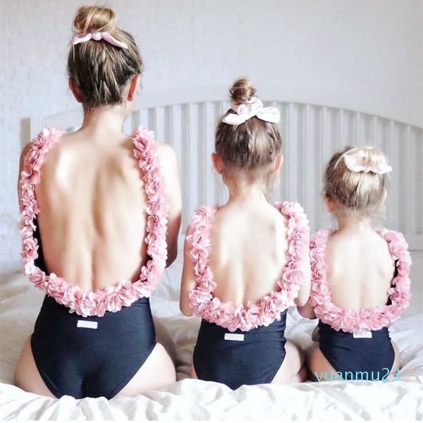 

wholesale-imayio children flower swimsuits baby girls one-piece swimsuit 3d floral open back bathing suit for mother-daughter swimsuit