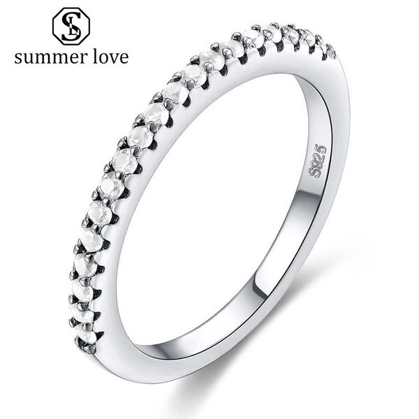 

простой стиль микро инкрустированные кубический циркон кольцо для женщин 7 цвет pickable платиновое покрытие обручальное обручальное кольцо, Silver