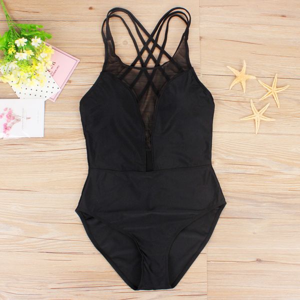 

plus size mesh bikinis swimwear for women 2019 new summer beach swim wear bathing suit lady black beachwear one piece swimsuit xxxxl