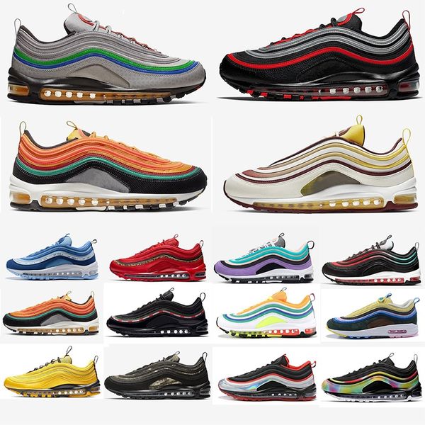 

97 mens running shoes air bred team red sunburst throwback future undefeated 97s undftd max men women trainers maxes size 36-46 tn sneakers