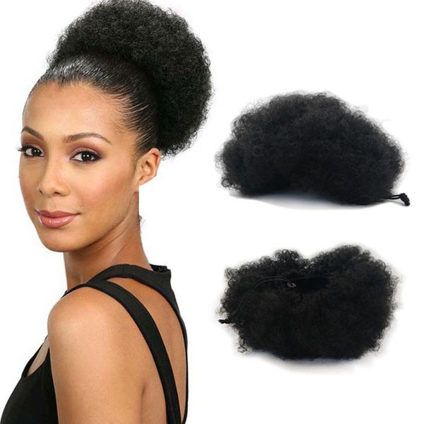 Afro Puff Hair Bun Curly Chignons Clip In Rope Buns Messy Elastic