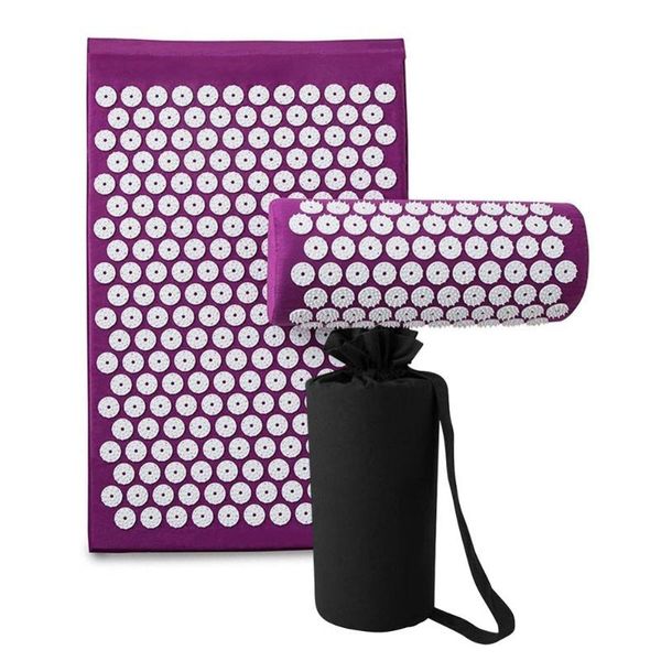 

3 piece massage mat with needles head neck back foot massage pad spike cushion shakti mat pillow & relaxation