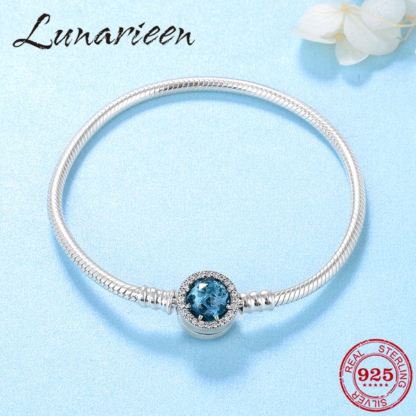 

925 sterling silver charm blue zircont bow tie snake bone chain bracelets diy for fashion jewelry womens accessories trendy, Black