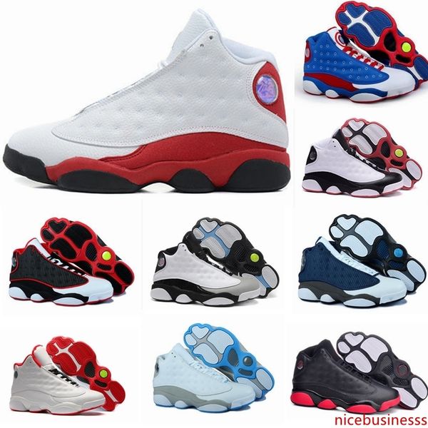 

quality 13 xiii 13s mans women basketball shoes bred navy game hologram grey toe flint grey athletics sport sneaker boots shoes for sale