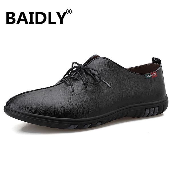 

new spring autumn handmade men shoes leather casual shoes lace up men loafers flats moccasins shoe big size, Black