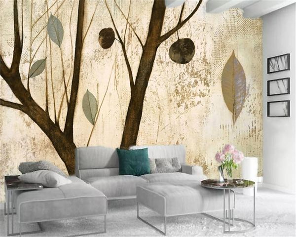 

custom 3d landscape wallpaper european-style retro minimalist trees and leaves digital printing hd decorative beautiful wallpape