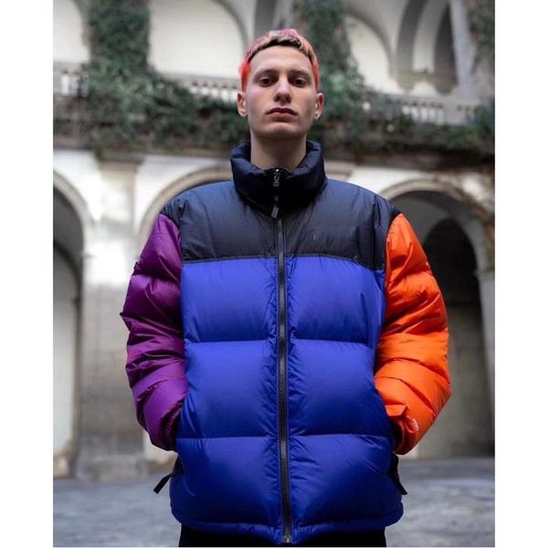 

1996 brand men parkas vintage luxury contrast color down jacket street style fashion couple coat designer t f white duck down size s, Black