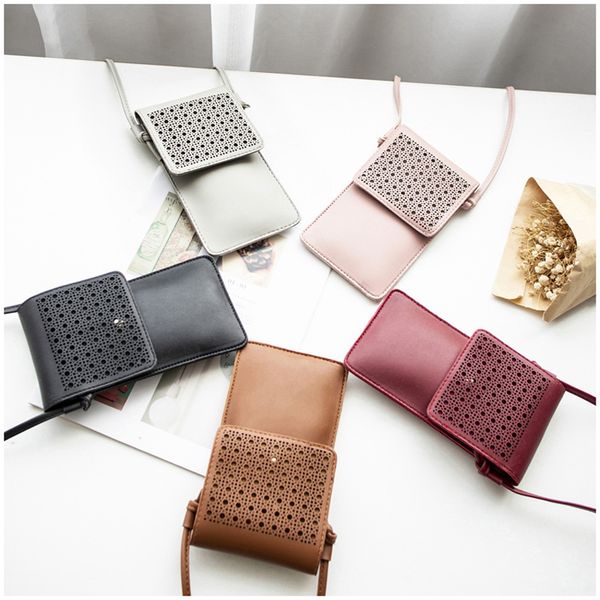 

phander touchable pu leather change bag hollow out designed touch screen cell phone purse smartphone wallet coin crossbody bags