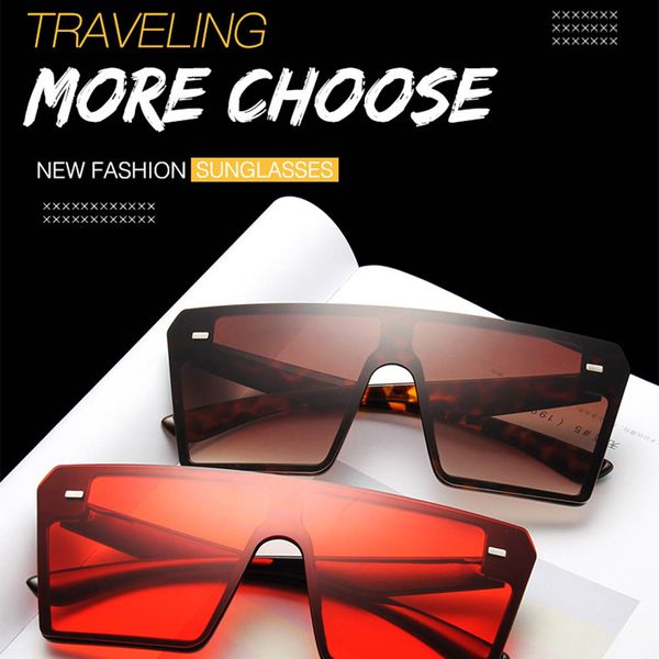 

2019 brand oversized square sunglasses men women flat fashion one piece lens sun glasses shades mirror gafas de sol mujer, White;black