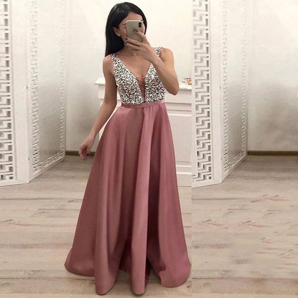 

evening dress women's summer new slim deep v neck sleeveless dress, Black