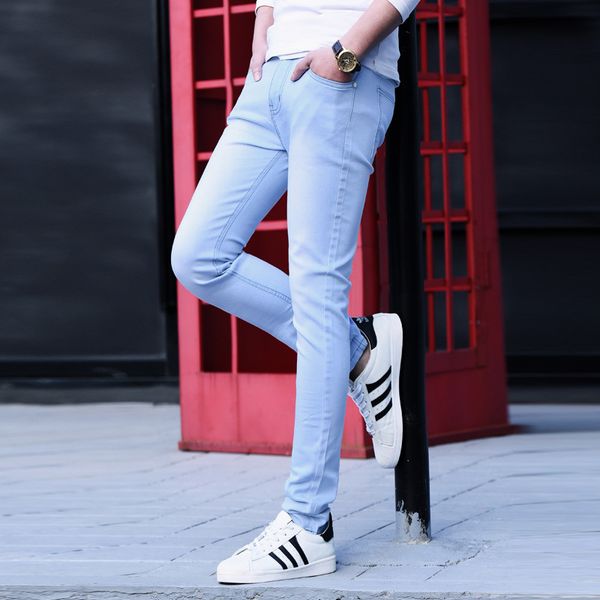 

2018 men stretch jeans fashion white black denim trousers for male spring and autumn retro pants casual men's jeans size 28-36, Blue