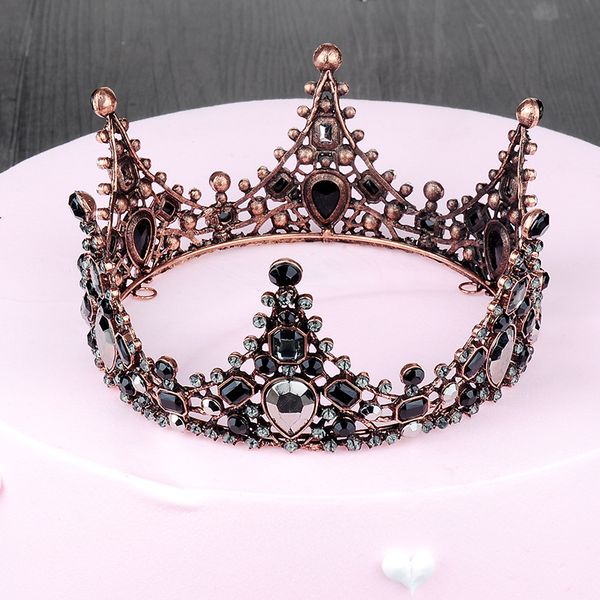 Baroque Black Bridal Crowns Crystal Gothic Wedding Tiaras