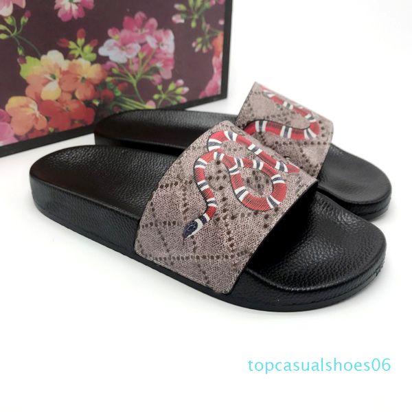 

2019 big size 35-48 strawberry red black rubber slide slippers green red white stripe fashion design men women with box classicflat t14