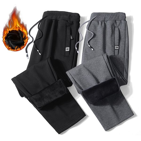 

2019 winter new men's warm casual pants thicken fleece 95% cotton jogging trousers male brand plus size 4xl 5xl 6xl,6812, Black