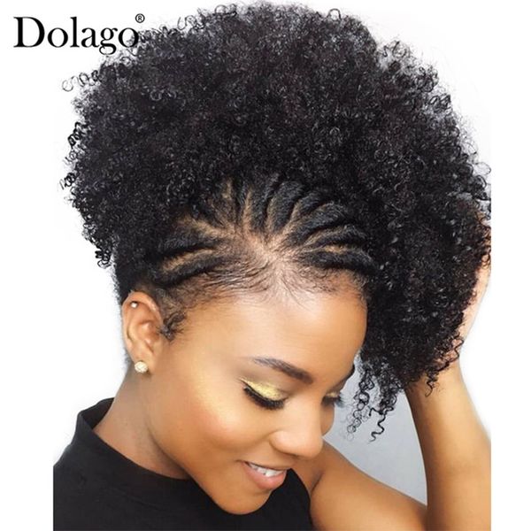 Natural Black Ponytail For Women Afro Kinky Curly Ponytails Clip In 100 Human Hair Dolago Hair Products Remy Cute Ponytails For Medium Hair Cute