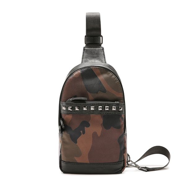 

korean version of chest bag new leather street chest bag back tide camouflage leopard fashion men's and women's bags