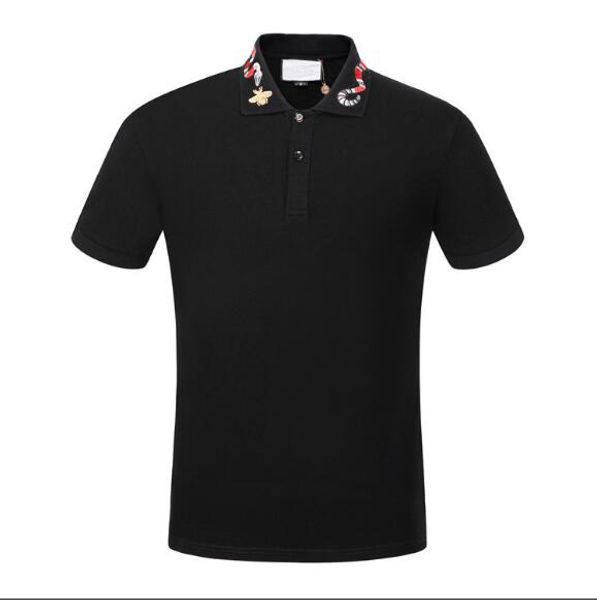

fashion floral luxury designer polos shirt men casual classic solid cotton polos collar with embroidery snake bees streetwear polo t-shirts, White;black