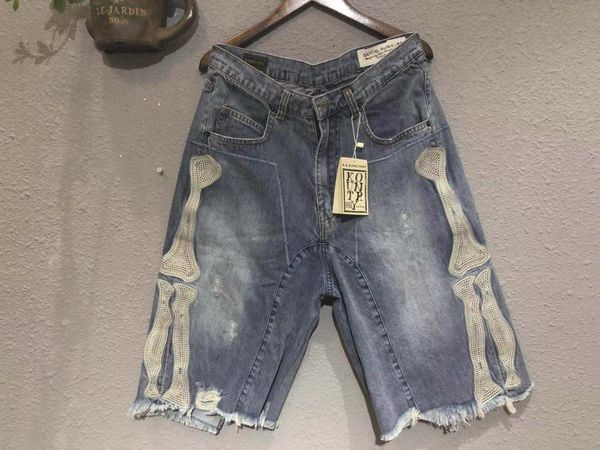 

mens designer summer shorts pants jeans capris chok kapital cavempt 19ss embroidery rib washed denim shorts casual fashion high street, Black