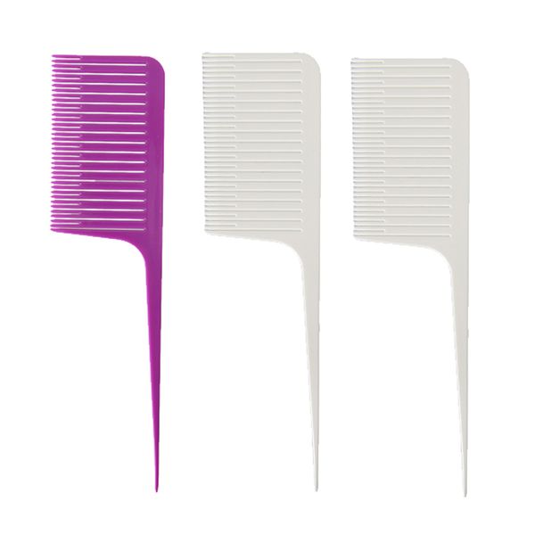 

3x plastic highlight hair combs sectioning weaving hair salon coloring combs, Silver