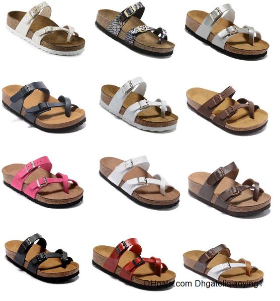 

2020 new color brand cow leather shoes for men women wholesale flats cork sandals casual summer beach slippers with buckle flip flops phwl, Black