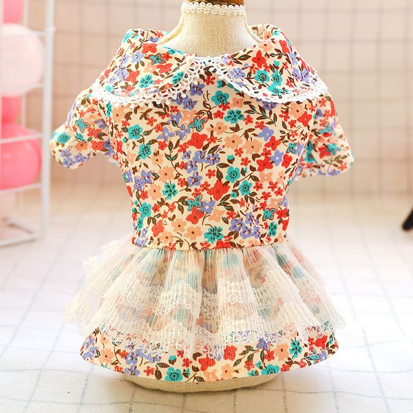 

dog apparel pet summer princess dresses french floral printed skirt colorful clothes dress xs-xl sizes