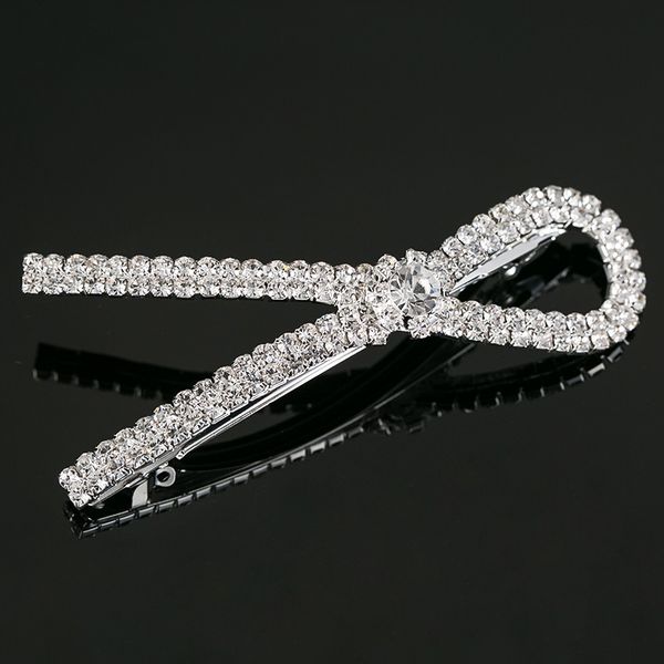 

classic crystal hair clips women hair accessories rhinestone pins shiny cross hairpin fashion girl headdress jewelry, Golden;white