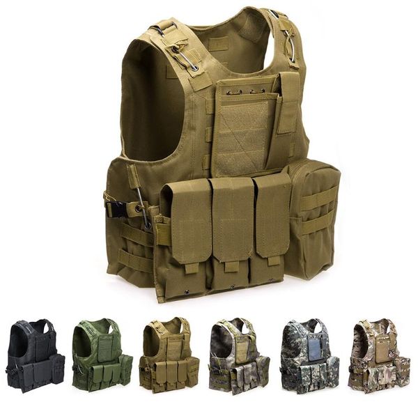 

usmc tactical molle combat assault plate carrier vest tactical vest 7 colors cs outdoor clothing hunting, Camo;black
