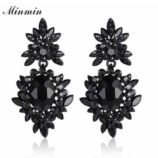

minmin fashion 6 colors crystal long dangle earrings for women statement flower rhinestone earrings engagement jewelry meh1080, Golden