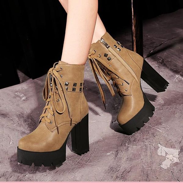 

women motorcycle boots new female fashion woman's 11cm high heel mature boots flat vintage buckle casual lady big size 43, Black