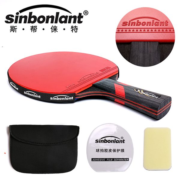 

tennis table racket long handle short handle carbon blade rubber with double face pimples in pong rackets with case
