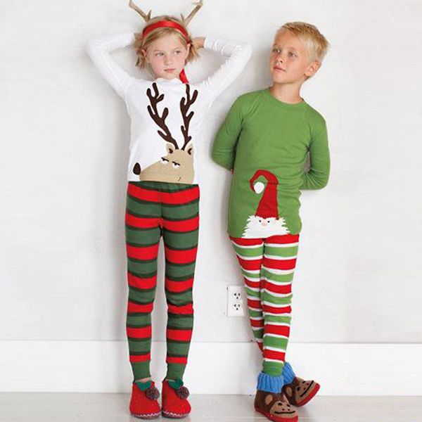 

kids christmas pajama sets cotton kids baby boy girl xmas reindeer sleepwear toddler nightwear pajamas clothes, Blue;red