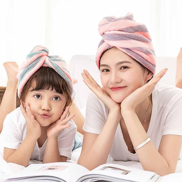 

fashion dry hair hat microfiber hair turban wrapped towel bathing cap #2s09