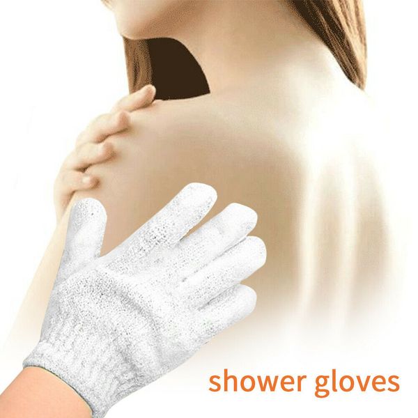 

white nylon body cleaning shower gloves exfoliating bath glove five fingers wash bath bathroom massage body gloves kha224